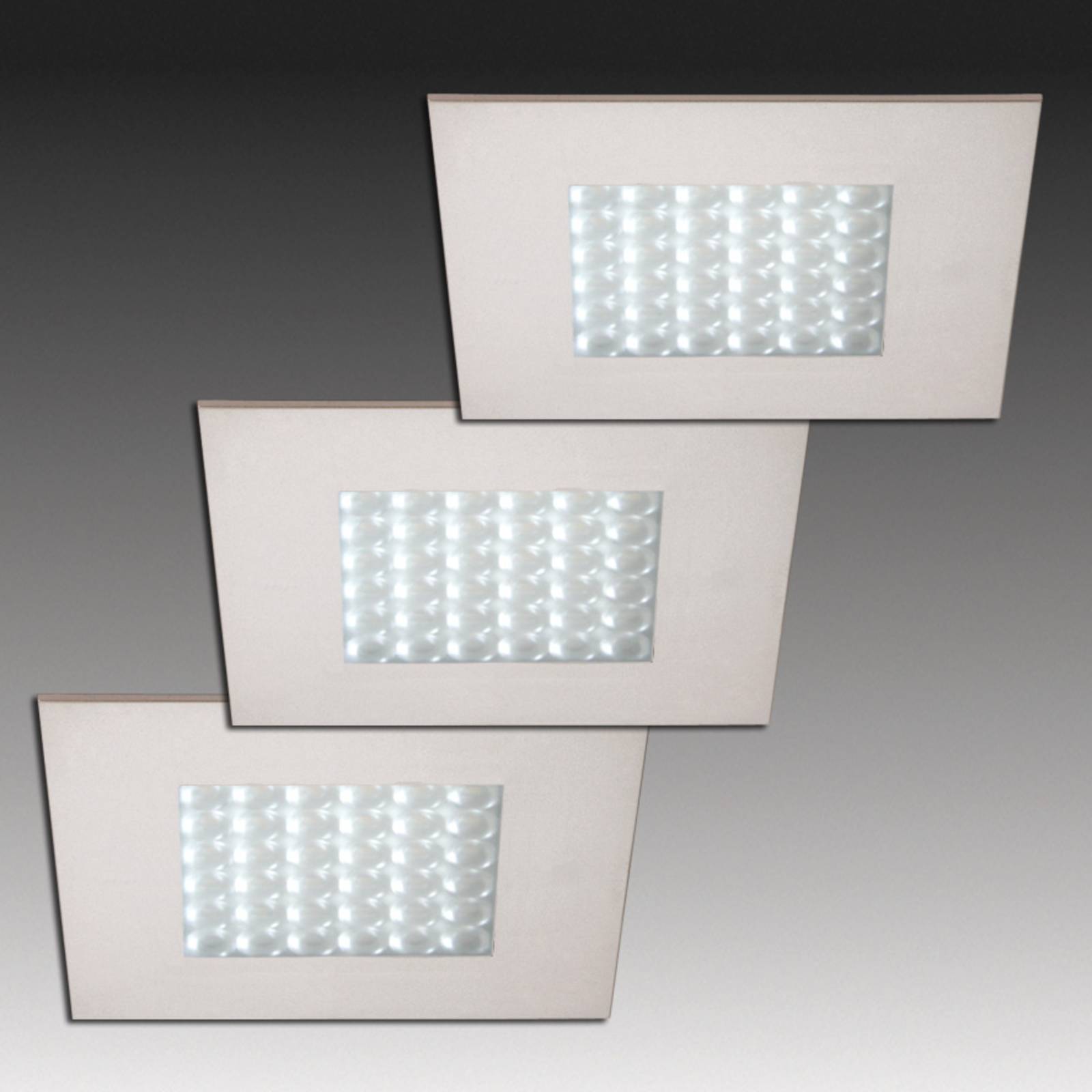 Q 68 LED-Einbaustrahler in Edelstahloptik, 3er-Set von Hera