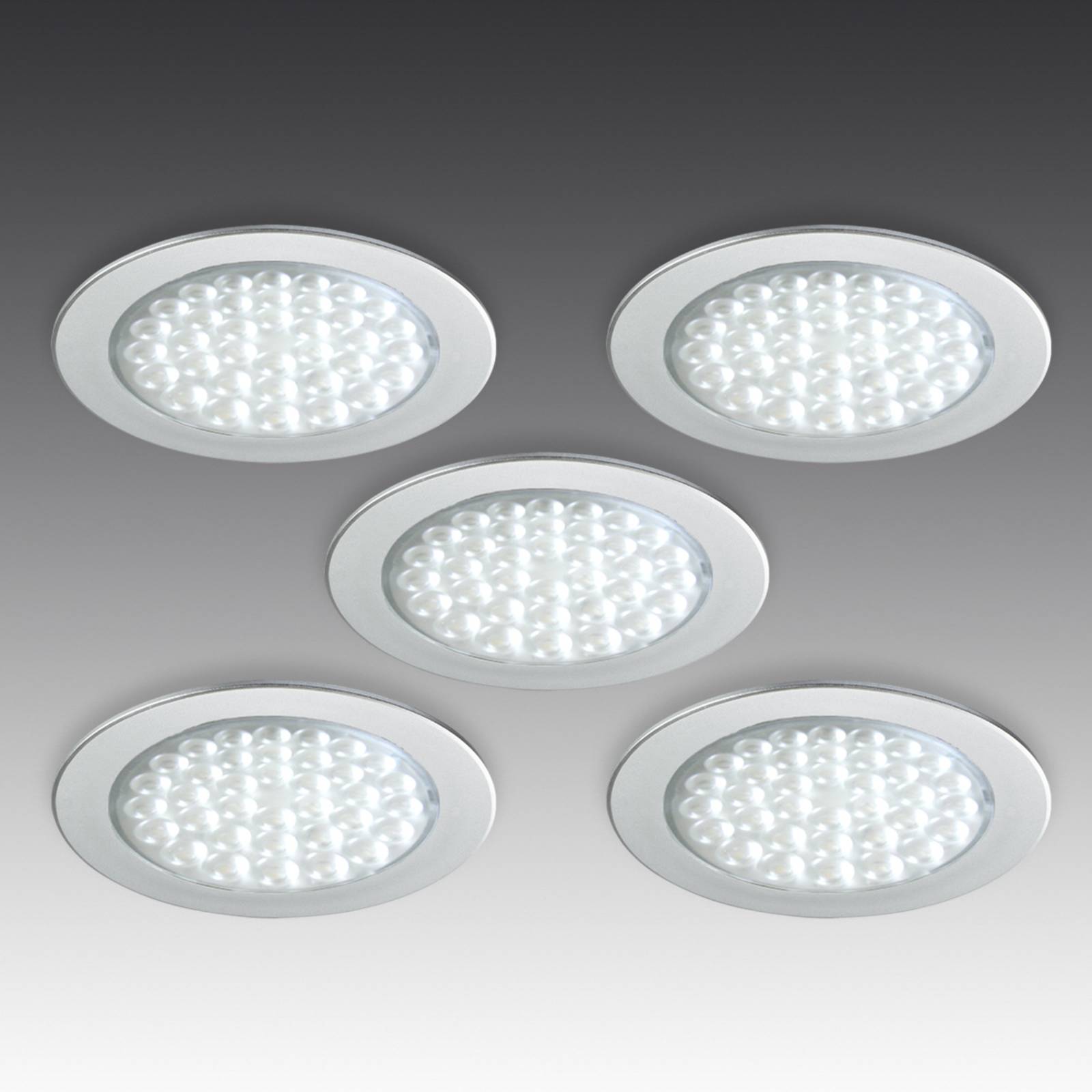 R 68-LED Einbaustrahler in Edelstahloptik, 5er-Set von Hera