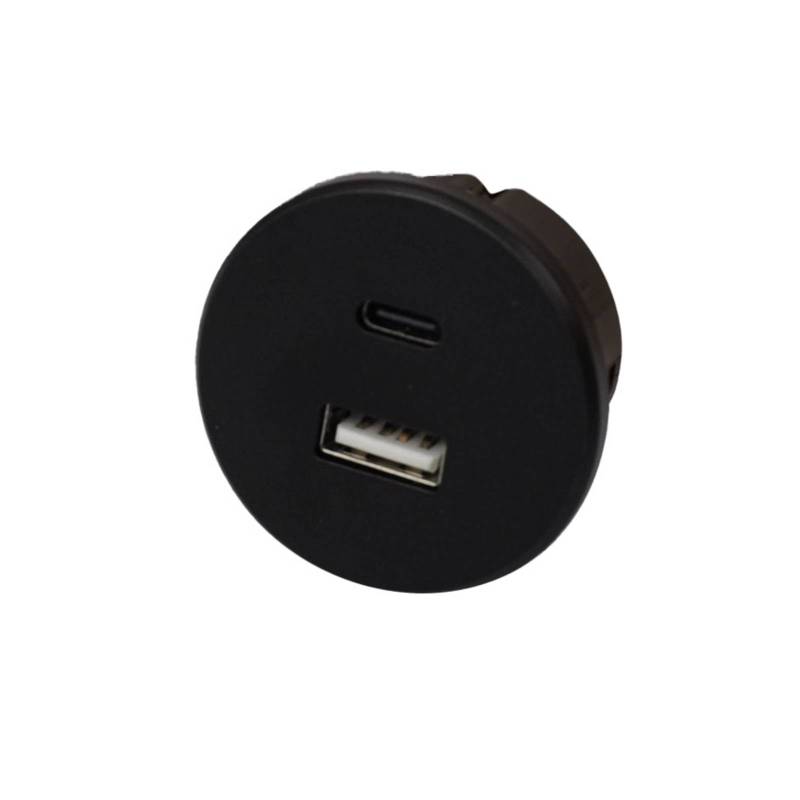 Steckdose USB-A + USB-C, schwarz Möbeleinbau 24V-Eingang 20W von Hera