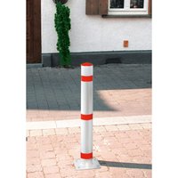 Sperrpfosten aus Aluminium, herausnehmbar, Rundrohr Ø 102 mm mit Bodenhülse, rot/weiß von Jungheinrich PROFISHOP