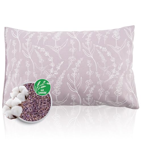 Herbalind Lavendelkissen Floral Allover 30x20 cm in Lilac – Duftkissen mit Lavendelblüten und Schafschurwolle – Baumwollbezug mit floralem Muster – Made in Germany von Herbalind