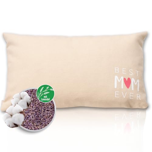 Herbalind Lavendelkissen Muttertagsgeschenk Geschenke für Mama zum Muttertag - Best Mom Ever Kissen Duft Lavendel Geburtstagsgeschenk Weihnachten Geschenk-Idee von Tochter Sohn - 30x20 cm Beige von Herbalind