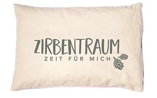 Herbalind Natur Zirbenkissen Zirbentraum in Braun mit Reißverschluss 30x20 cm - Edles Zirben Kopfkissen 100% Baumwolle Zirbe, Tiroler Zirbenflocken Duftkissen, Zierkissen als Geschenk von Herbalind