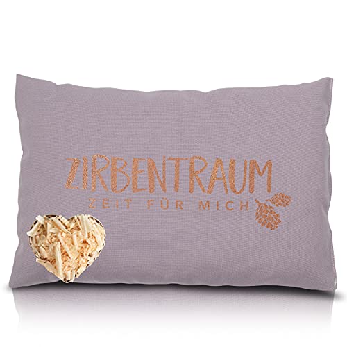 Herbalind Zirbenkissen Zirbentraum in Lilac/Roségold 30x20 mit Reißverschluss - Gefüllt mit Zirben Zirbenflocken Kopfkissen 100% Baumwolle ohne Zusatzstoffe, Schlafkissen, Duftkissen von Herbalind