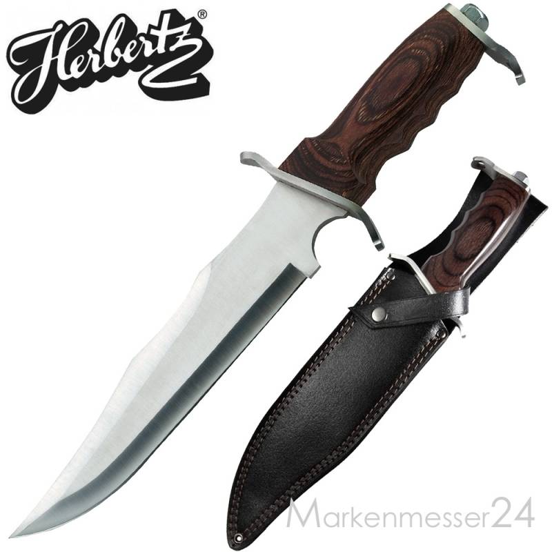 Großes Bowie Messer rostfreie Beschläge Pakkaholz inkl Lederscheide Großes Bowie Messer rostfreie Beschläge Pakkaholz inkl Lederscheide von Herbertz