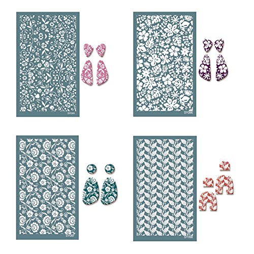 4 Stücke Siebdruckschablonen für Polymer Clay,15cmx9cm wiederverwendbares Tonschablonen Nicht klebende Netzschablonen Transfer Waschbare Schablonen für Polymer Clay Schmuck Ohrringherstellung 4 Stücke Siebdruckschablonen für Polymer Clay,15cmx9cm wiederverwendbares Tonschablonen Nicht klebende Netzschablonen Transfer Waschbare Schablonen für Polymer Clay Schmuck Ohrringherstellung von Herbests