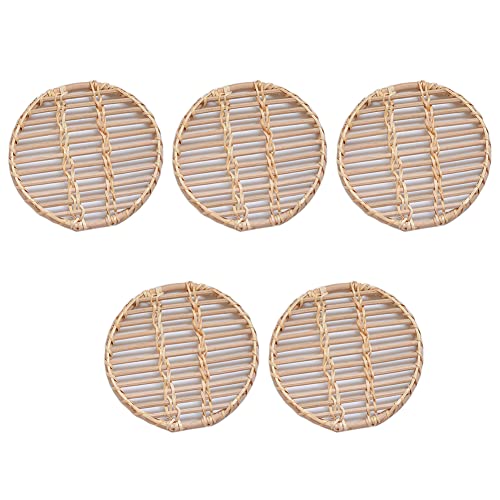 5er Handgefertigte Untersetzer aus Wasserhyazinthe Klein Rund Platzset Hitzebeständige Platzdeckchen, Gewebt Platzsets Stroh Tischset,Tischuntersetzer,Tischmatte Set Untersetzer Isolationsmatte,10CM von Herbests