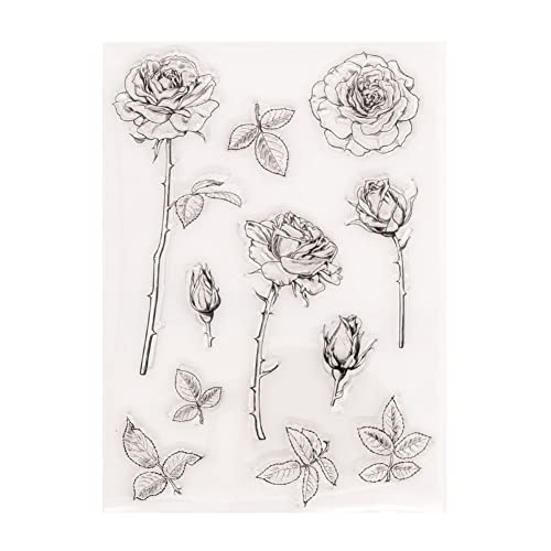 Blumen Blätter Clear Stamps, Schöne Blumen Silikonstempel Transparente Siegel Silikonsiegel Klare Stempel für Kartenherstellung Dekoration und DIY Sammelalbum Werkzeuge Fotoalbum Dekor von Herbests