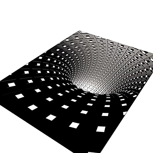 Herbests 3D Illusion Teppich Optischer TäUschung Bodenmatte Stereoskopischer Schwarzweiss Abstrakte Geometrisch Wirbel Muster Wohnzimmer rutschfest Fußmatten Vielseitige Wohnaccessoires 40 * 60cm von Herbests