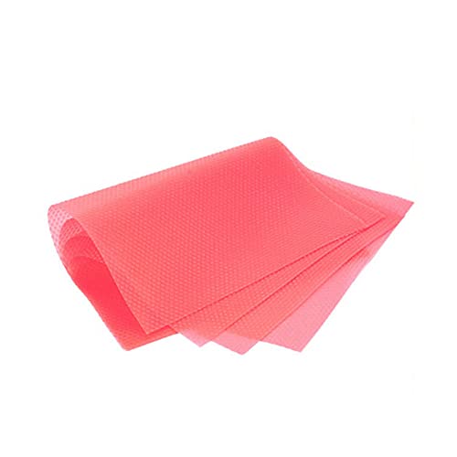 Herbests 4 STÜCKE Set Kühlschrankmatten Anti-Feuchtigkeit rutschfest Kühlschrankeinlagen Abwaschbar Zuschneidbar DIY wasserdichte Matten für Schublade Schrank Küche Regale Tischset 29cm x 45cm Rosa von Herbests