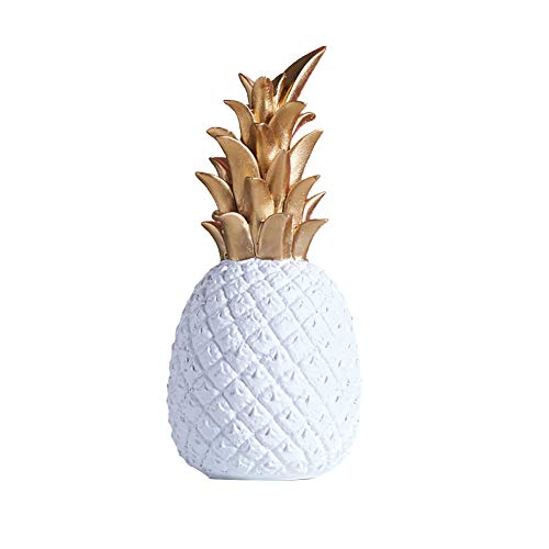 Herbests Ananas Deco Ornamente,Nordic Modern Resin Ananas Dekorative Figur Tischdeko für Geburtstagsfeier, Fenster, Schlafzimmer Desktop Deko,Weiß,8.8 x 20 cm von Herbests