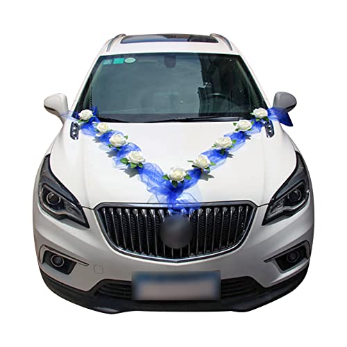 Herbests Autoschmuck Hochzeit Braut Paar Rose Deko,Auto Wedding Deko Girlande Auto Hochzeitsdeko Auto Blumenschmuck Auto Wedding Deko Girlande Hochzeitsauto Deko Feste Romantische,Blau von Herbests