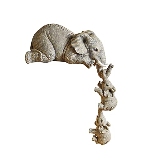 Herbests Elefant Statuen Figur 3 Stücke Elefant Ornament Elefantenharz Handwerksdekorationen Harz Skulptur Elefanten Mutter Hängen Babyelefant Kunst Figuren Tier Modell Sammlung Geschenke Wohnkultur von Herbests