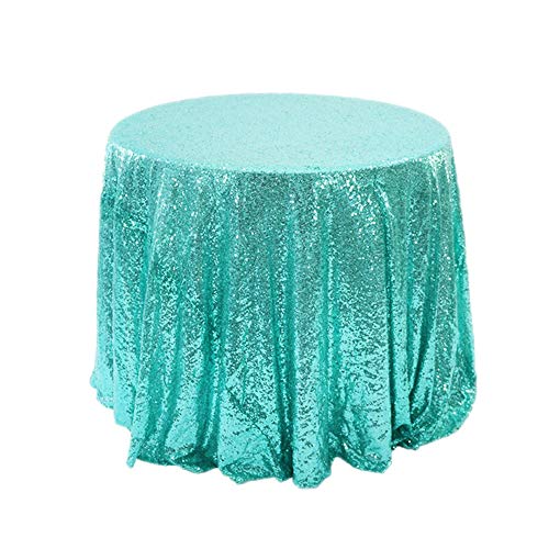 Herbests Glitzer Pailletten Tischdecke,Tischdecke Abwaschbar Rund 120cm,Tischläufer Stoff Tischtuch Tischwäsche Tafeltuch für Geburtstag, Hochzeit, Party, Halloween, Weihnachten,Blau von Herbests