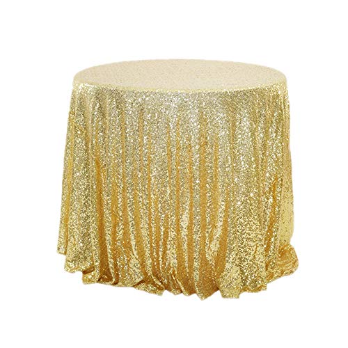 Herbests Glitzer Pailletten Tischdecke,Tischdecke Abwaschbar Rund 120cm,Tischläufer Stoff Tischtuch Tischwäsche Tafeltuch für Geburtstag, Hochzeit, Party, Halloween, Weihnachten,Gold von Herbests