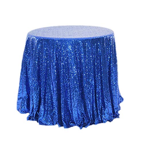 Herbests Glitzer Pailletten Tischdecke,Tischdecke Abwaschbar Rund 120cm,Tischläufer Stoff Tischtuch Tischwäsche Tafeltuch für Geburtstag, Hochzeit, Party, Halloween, Weihnachten,Royalblau von Herbests