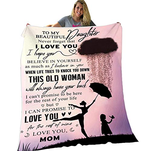 Herbests Personalisierte Briefe Decke an Meine Tochter von Mama Decke, Kuscheldecke Weiche Plüsch Decke Flanell sofadecke Mikrofaser Wohndecke Warme Couch Decken,150 * 200CM von Herbests