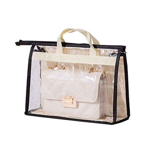 Herbests Staubbeutel für handtaschen,Transparent Aufbewahrungstasche Organizer für Taschen für Wohnzimmer Schlafzimmer Kleiderschrank,Tragetasche Reisetaschen PVC Kulturtasche Reise Tasche,Beige L von Herbests