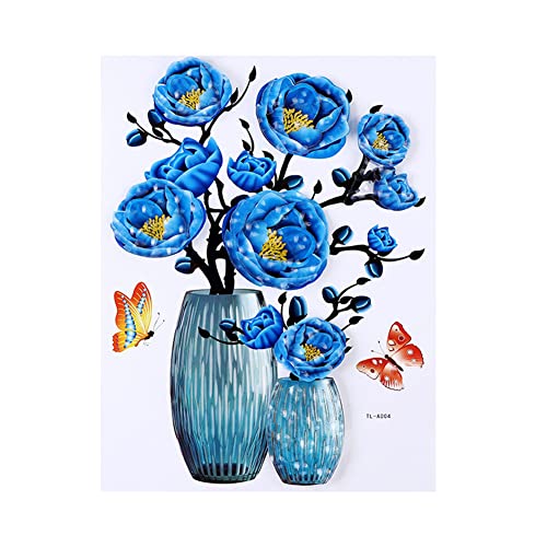Herbests Vase Wandaufkleber,3D Stereo Rose Blumen Schmetterling Pflanzen Wandsticker Aufkleber Selbstklebende Abnehmbare Wasserdicht PVC Wandtattoo für Schlafzimmer Büro Küche Kühlschrank,30×40CM von Herbests
