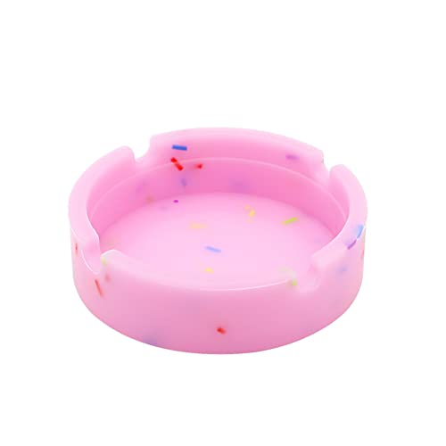 Leuchtender Silikon Aschenbecher,Hitzebeständig Aschenbecher mit fluoreszierendem Licht Rundes Design Gummi Aschenbecher Tragbarer Rauch Asche Zylinder für Auto Haus Büro Wohnzimmer Desktop,Rosa von Herbests