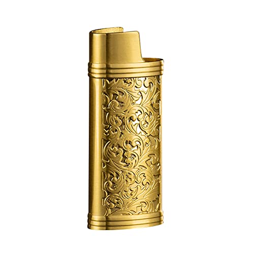 Mini Feuerzeughülle,Zinklegierung Feuerzeughülle Wiederverwendbare Tragbar Feuerzeug-Hülle mit Blumenmuster Metall Retro Feuerzeug Abdeckung Feuerzeugetui Kasten für Zuhause Bar Reisen,Gold von Herbests