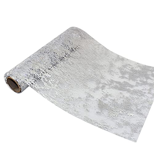 Pailletten Tischläufer, Rechteck Elegante Mesh Tischdecke mit Beschicht Glänzend Tischwäsche Tischband Tischdeko für Hochzeit, Weihnachten, Party,Kommunionen, Taufen Geburtstag,Silber,29cm ×5m von Herbests