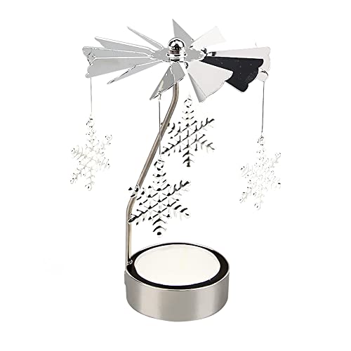 Rotierende Kerzenhalter Glas,Silber Karussell-Teelicht Kerzenständer Vintage Teelichthalter Kerzenhalter für Hochzeit Weihnachten Geburtstag Zuhause Party Dekoration Tischdekoration,Schneeflocke Rotierende Kerzenhalter Glas,Silber Karussell-Teelicht Kerzenständer Vintage Teelichthalter Kerzenhalter für Hochzeit Weihnachten Geburtstag Zuhause Party Dekoration Tischdekoration,Schneeflocke von Herbests