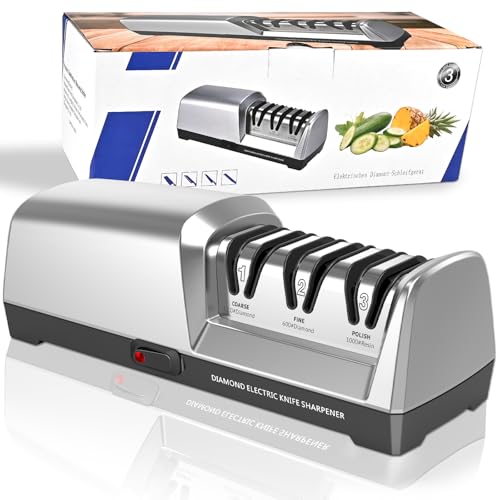 Herboom Elektrischer Messerschärfer, 3-Stufen Messerschärfsystem mit Diamant, Geeignet für Grob Schlerfen, Reparatur und Schärfen von Messern von Herboom