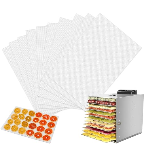 Herbst 10er Dörrfolie für Dörrautomat, 35×30cm Wiederverwendbar Dörrfolie Antihaft Dampfmatten, Silikon Dehydrator Blätter für Rechteckige/Runden Dörrautomat Obsttrockner von Herbst