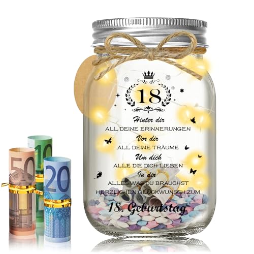 Herbst 18. Geburtstag Mädchen Junge Geschenk, 18 Geburtstag Mädchen LED Flaschenlicht Geldgeschenke, Geschenke zum 18 Geburtstag Mädchen, Personalisierte Geschenke Frauen Coole Geschenkideen von Herbst