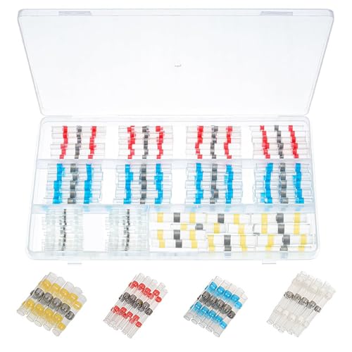 Herbst 200 Stk Lötverbinder mit Schrumpfschlauch, Schrumpfverbinder Wasserdicht 4 Größen 0.25-6.0mm2 Lötverbinder für KFZ, Marine, Boot von Herbst