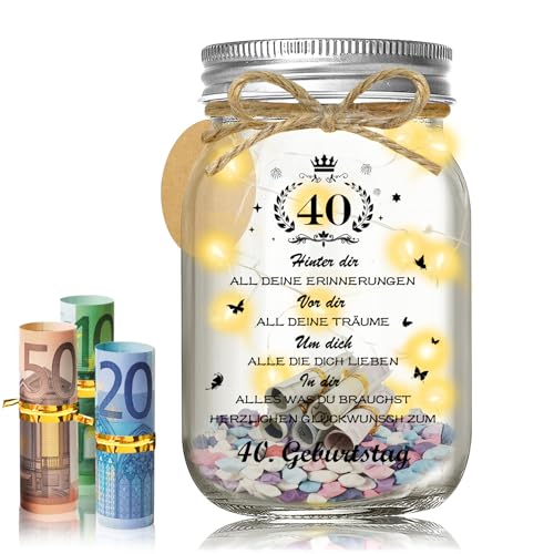 Herbst 40 Geburtstag Frau Männer Geschenk, Geldgeschenke 40 Geburtstag LED Flaschenlicht mit Sprüche, Geldgeschenk 40 Geburtstag Frau Coole Geschenkideen, Personalisierte Geschenke Frauen Männer von Herbst