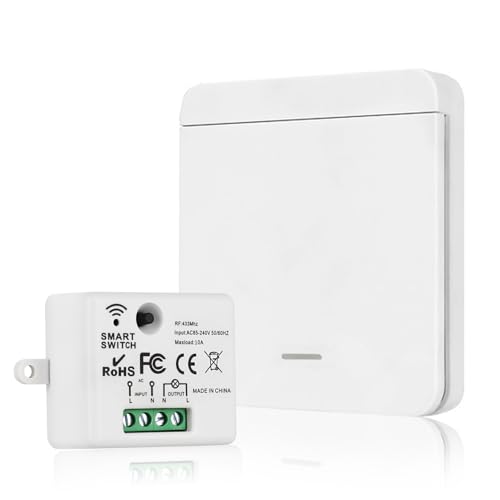 Herbst Funk Lichtschalter Set, Funkschalter Licht 230v, Keine Verkabelung Erforderlich, Funkschalter Set Funk Schalterfunkschalter Licht mit Empfänger von Herbst