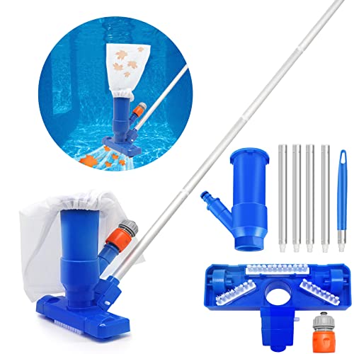 Herbst Poolsauger Staubsauger, Pool Sauger Boden mit Bürste & Abnehmbare Verstärkung Aluminiumstange, Pool Staubsauger, Schwimmbad Teich Jet Vakuumkopf mit Laubsack für Reinigung Saugen Pool Boden von Herbst