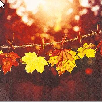 20 Servietten Herbst Bunte Blätter im Sonnenschein 33 x 33 cm von Herbstblatt