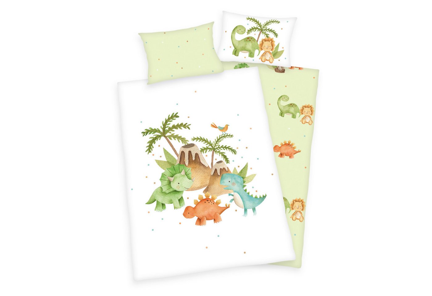 Herding Young Collection Babybettwäsche Dinos Flanell-Bettwäsche "Made in Green" 40/60 Hoteleinschl.+100/135, 2 teilig, baby bettwäsche set 100x135 kinder bettwäsche 100x135 Herding Young Collection Babybettwäsche Dinos Flanell-Bettwäsche "Made in Green" 40/60 Hoteleinschl.+100/135, 2 teilig, baby bettwäsche set 100x135 kinder bettwäsche 100x135 von Herding Young Collection