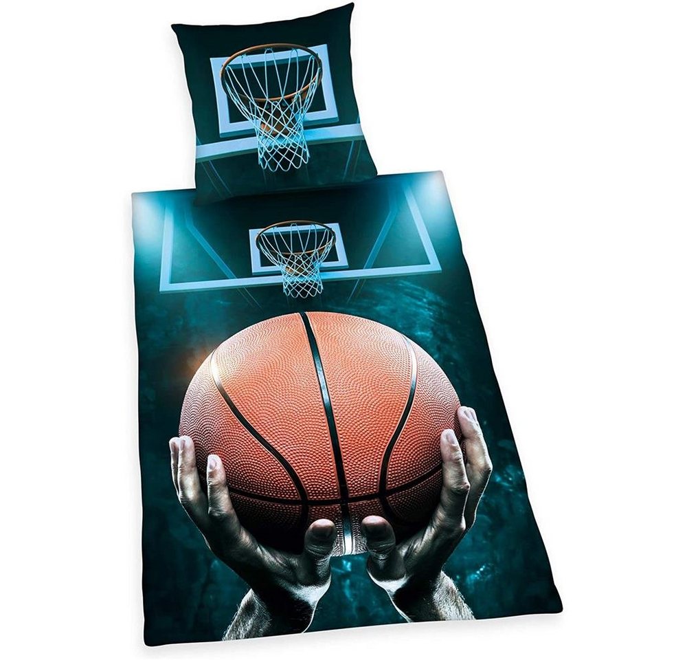 Herding Young Collection Jugendbettwäsche Basketball, 135 x 200 cm Bettbezug, 80 x 80 cm Kissenbezug, aus Baumwolle, Wendebettwäsche, Kinderbettwäsche, Bettwäsche, für Kinder und Jugendliche, Renforcé von Herding Young Collection