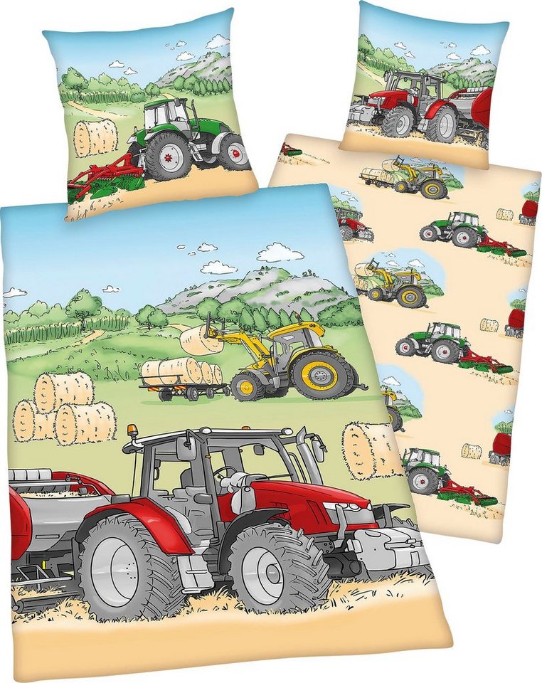 Herding Young Collection Kinderbettwäsche Traktor, Flanell, mit tollem "Traktor" Motiv von Herding Young Collection