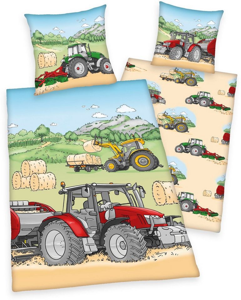 Herding Young Collection Kinderbettwäsche Traktor, Renforcé, mit tollem Traktoren-Motiv von Herding Young Collection