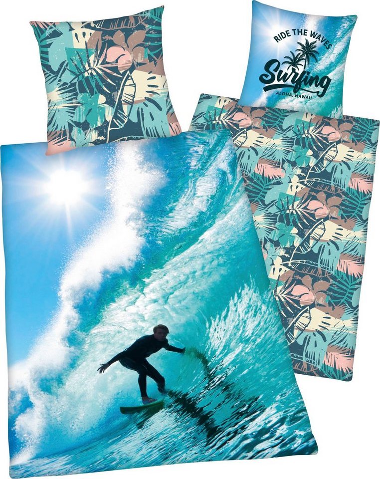 Herding Young Collection Wendebettwäsche Surfer, Renforcé, mit tollem Surfer-Motiv von Herding Young Collection