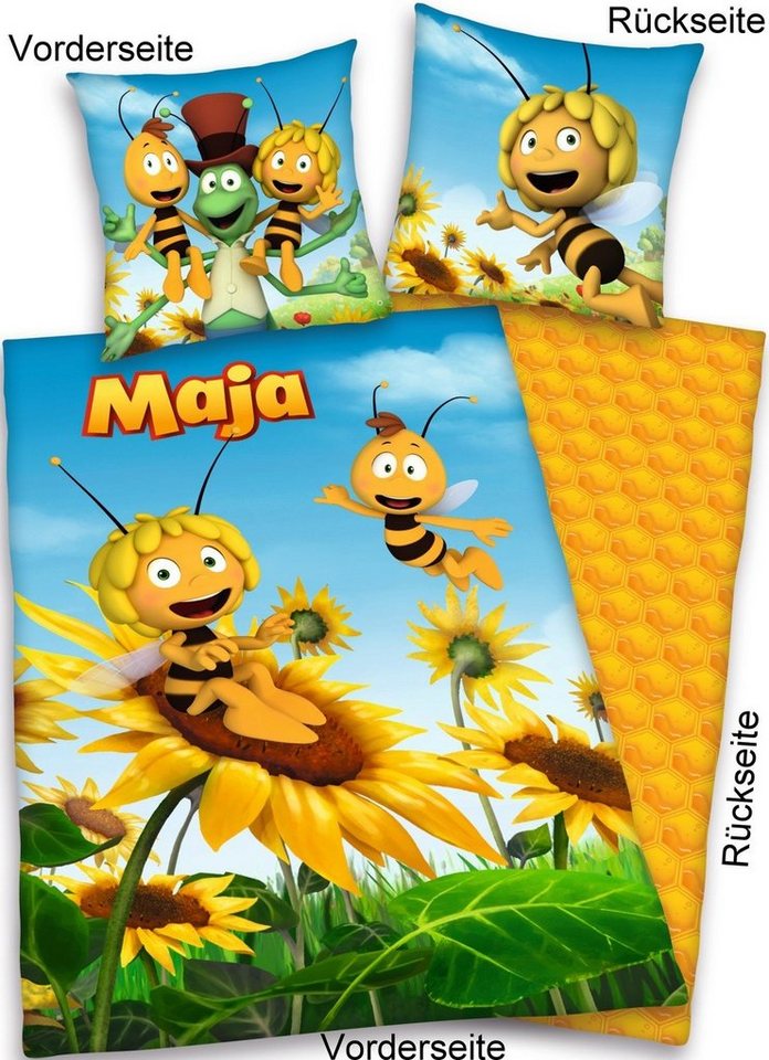 Kinderbettwäsche Biene Maja Bettwäsche "Sonnenblumenwiese", 100% Baumwolle, Herding Young Collection, Baumwolle, 100% Baumwolle von Herding Young Collection