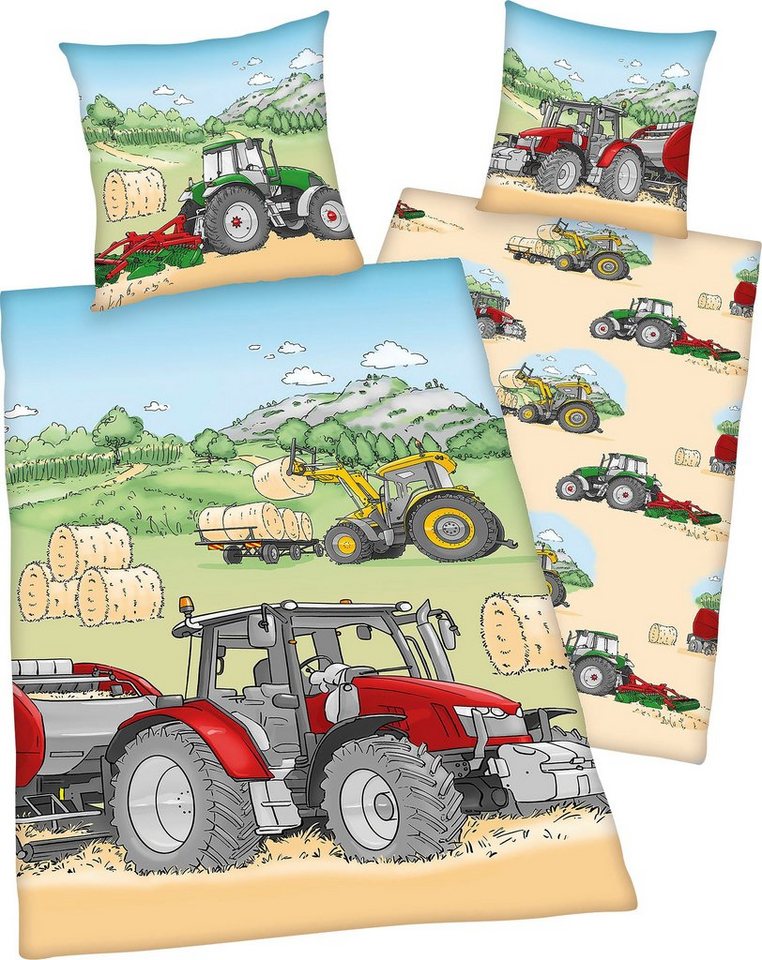 Kinderbettwäsche Traktor, Herding Young Collection, Flanell, mit tollem "Traktor" Motiv von Herding Young Collection