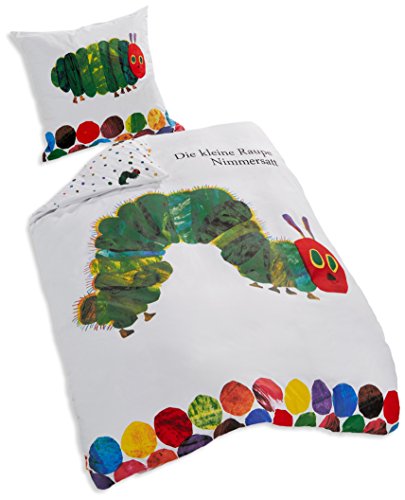 Herding Bettwäsche Raupe Nimmersatt, Kopfkissenbezug 80x80cm, Bettbezug 135x200cm, mit Knopfleiste von Herding
