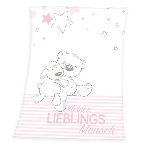Herding Baby Best Lieblingsmensch Microfaser-Flauschdecke, 75 x 100 cm, Polyester, Rosa von Herding