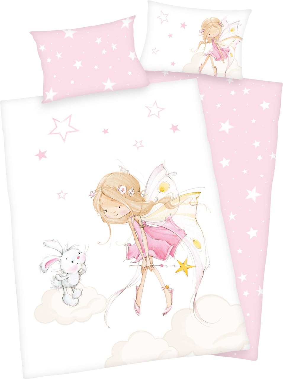 Herding Baby Kinder Renforce Bettwäsche Little Fairy Prinzessin rosa 100x135 cm von Herding