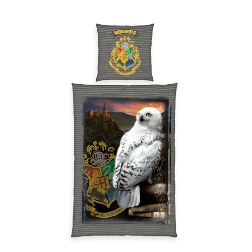 Herding Bettwäsche Harry Potter, Kopfkissenbezug 80 x 80 cm mit Wende-Motiv, Bettbezug 135 x 200 cm, Mit Knopfleiste, 100% Baumwolle von Herding