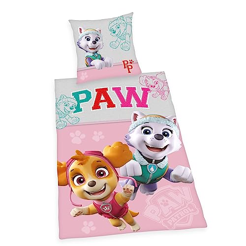 Herding Bettwäsche-Set, Paw Patrol, Kopfkissenbezug 80 x 80 cm mit Knöpfen und Wende-Motiv, Bettbezug 135 x 200 cm, Mit Knopfverschluss, 100% Baumwolle/Linon, Rosa Herding Bettwäsche-Set, Paw Patrol, Kopfkissenbezug 80 x 80 cm mit Knöpfen und Wende-Motiv, Bettbezug 135 x 200 cm, Mit Knopfverschluss, 100% Baumwolle/Linon, Rosa von Herding