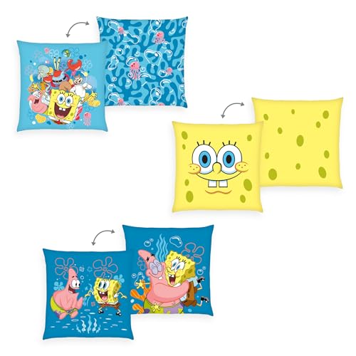 Herding Dekokissen 3er-Set, Spongebob Schwammkopf, 40 x 40 cm, Zum Kuscheln und als Dekoration, Polyester, Mehrfarbig Herding Dekokissen 3er-Set, Spongebob Schwammkopf, 40 x 40 cm, Zum Kuscheln und als Dekoration, Polyester, Mehrfarbig von Herding