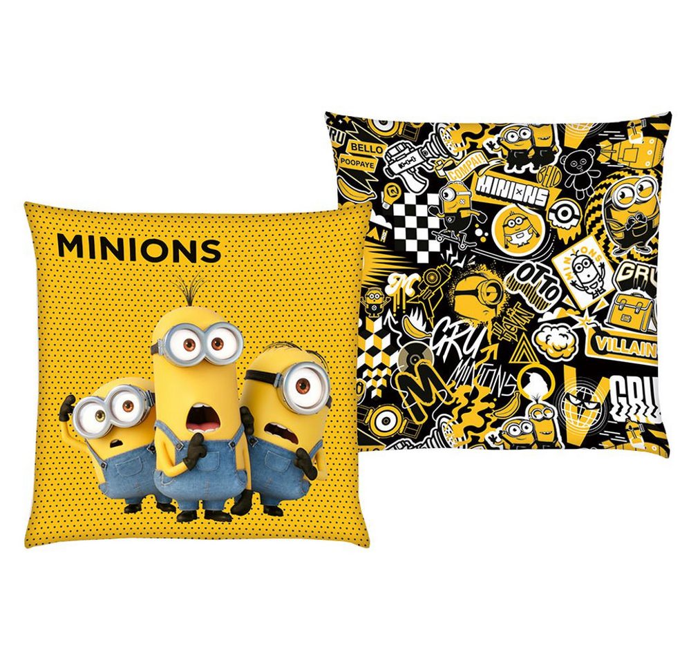 Herding Dekokissen Minions Graffiti 40 x 40 cm Kinder Deko-Kissen Kuschelkissen von Herding