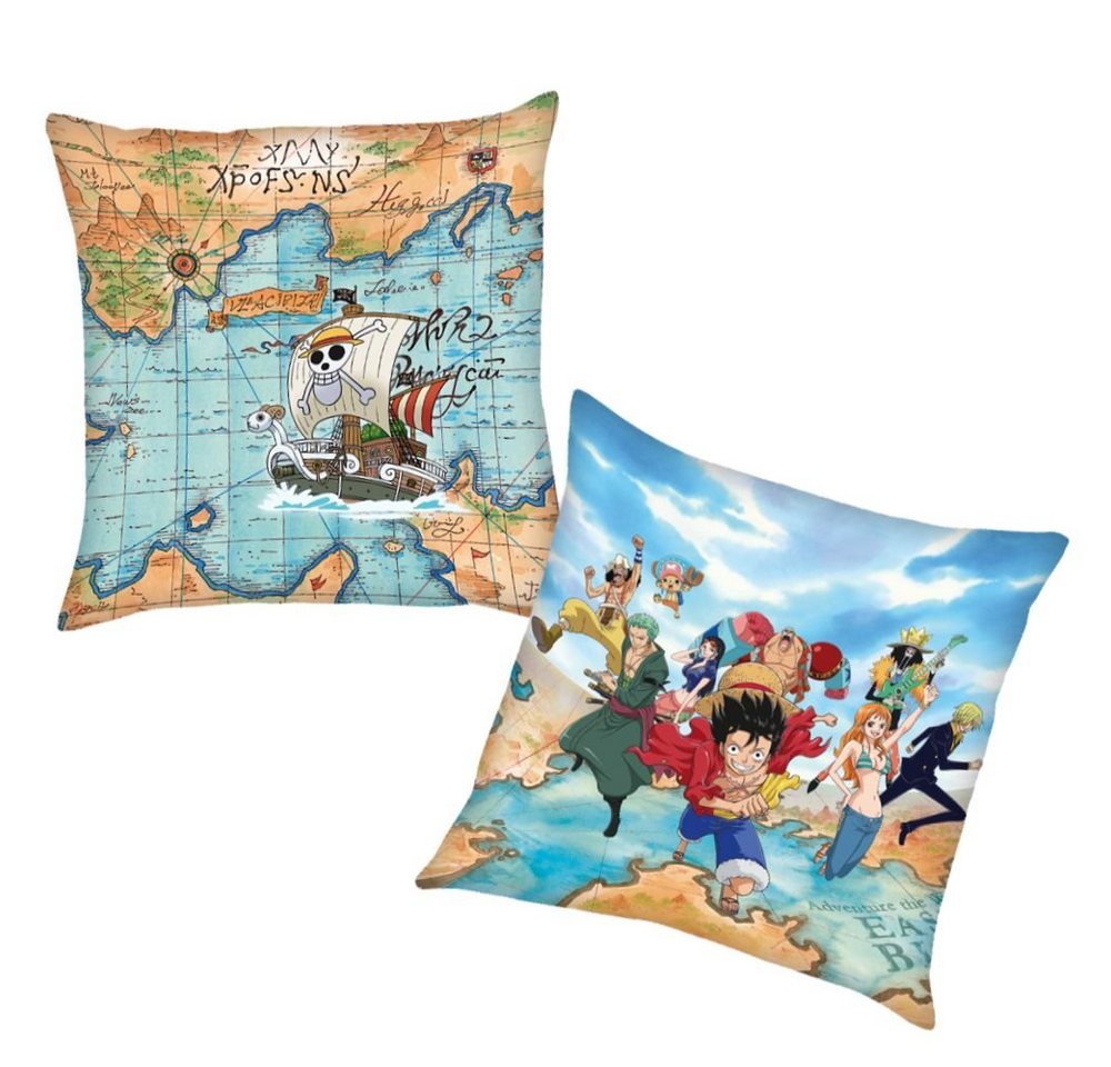 Herding Dekokissen Pirate Crew One Piece 40x40 cm Kinder Deko-Kissen Wende-Motiv von Herding